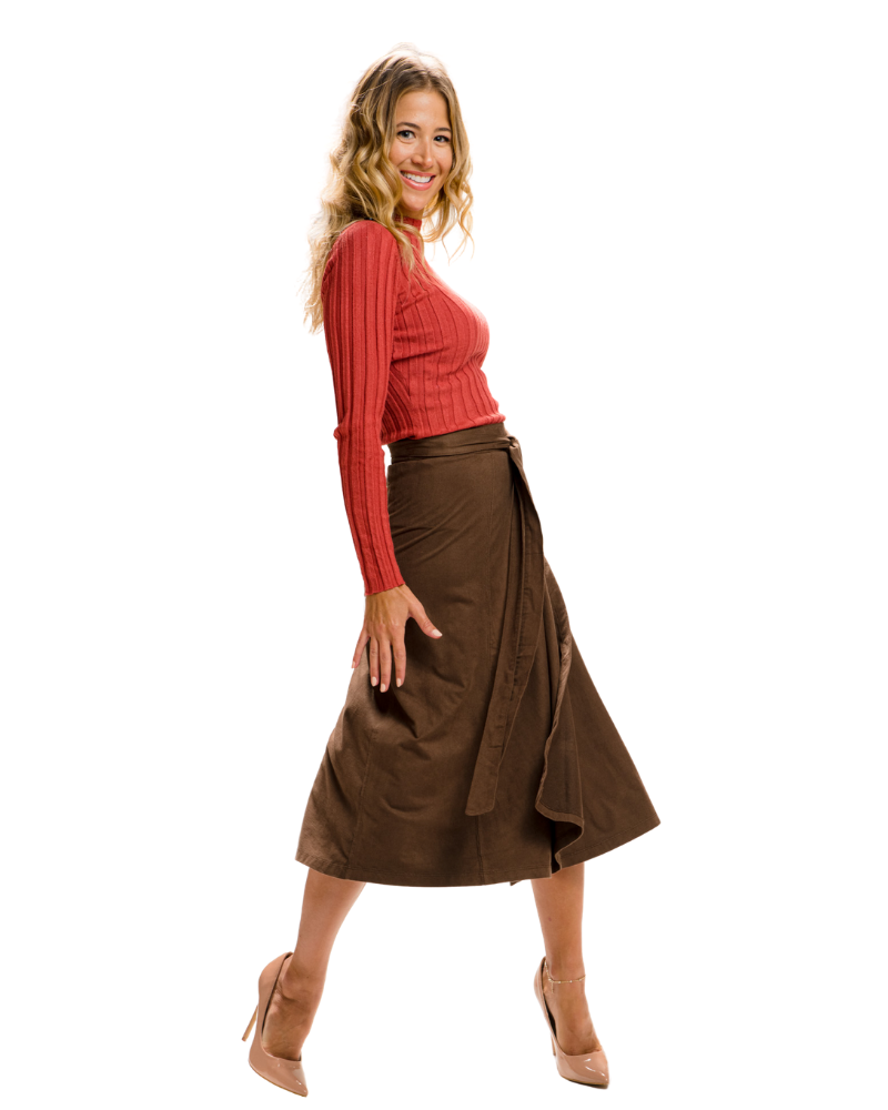 ANKLE LENGTH SUEDE BROWN SKIRT | Claudia D'Armiento.