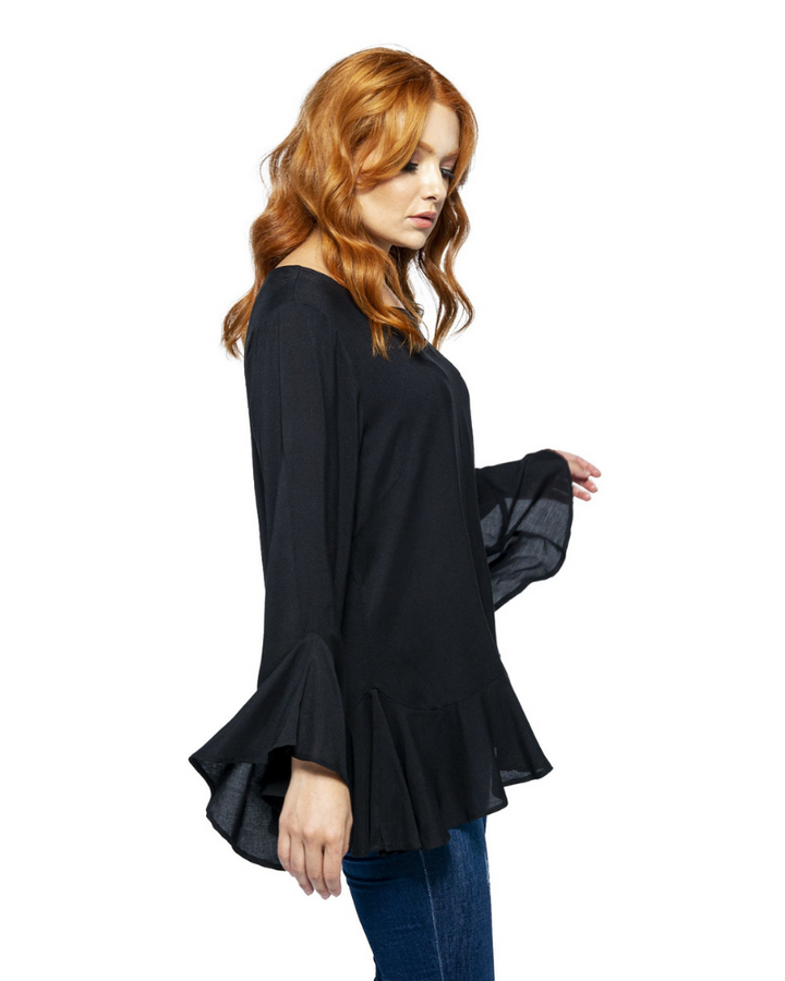 BLACK BLOUSE WITH WIDE SLEEVES | Claudia D'Armiento.