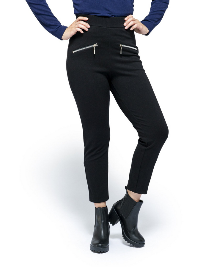 BLACK LEGGING PANTS WITH ZIPPERS | Claudia D'Armiento.