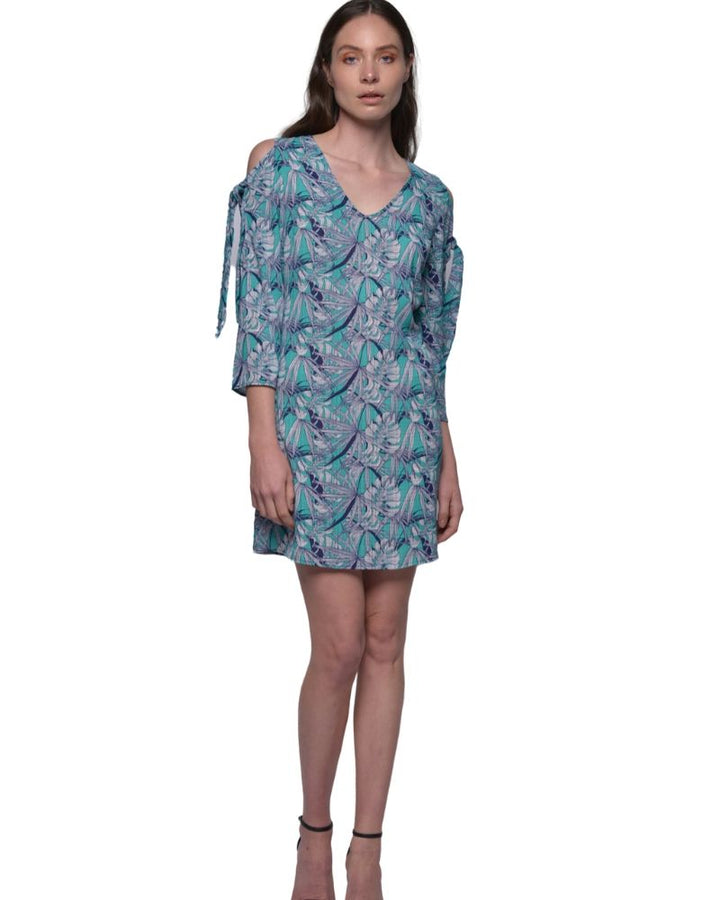 EMERALD DRESS PRINTED 3/4 SLEEVES | Claudia D'Armiento.