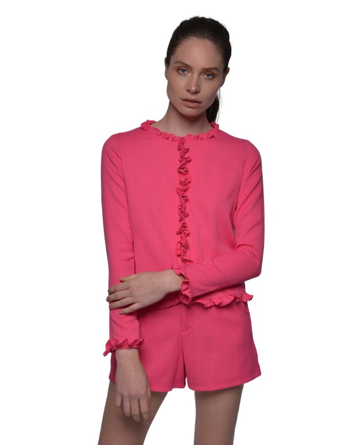 FUCHSIA JACKET WITH RUFFLED DETAILING | Claudia D'Armiento.