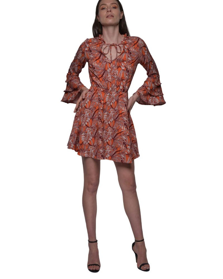 PRINTED DRESS WITH BELL SLEEVES | Claudia D'Armiento.