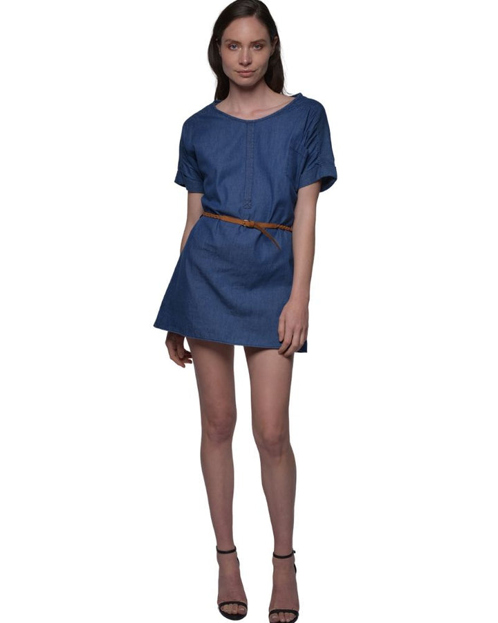 DENIM TUNIC-DRESS WITH BELT | Claudia D'Armiento.