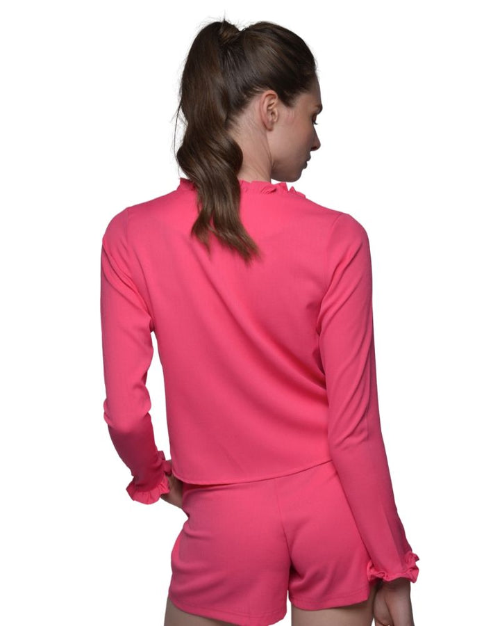 FUCHSIA JACKET WITH RUFFLED DETAILING | Claudia D'Armiento.