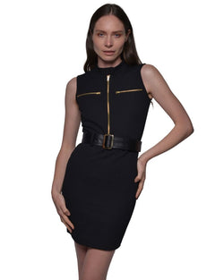 BLACK SLEEVELESS DRESS WITH BELT | Claudia D'Armiento.