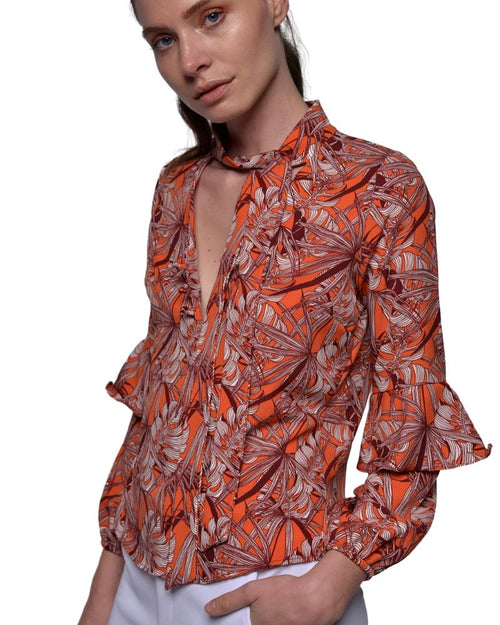 PRINTED TUNIC WITH LONG SLEEVES - TOP | Claudia D'Armiento.