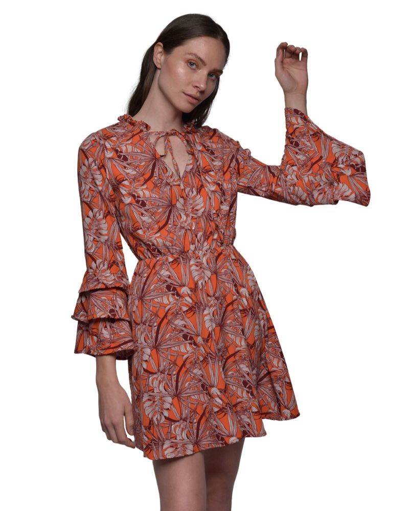 PRINTED DRESS WITH BELL SLEEVES | Claudia D'Armiento.