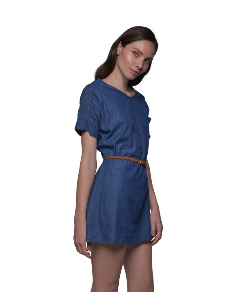 DENIM TUNIC-DRESS WITH BELT | Claudia D'Armiento.