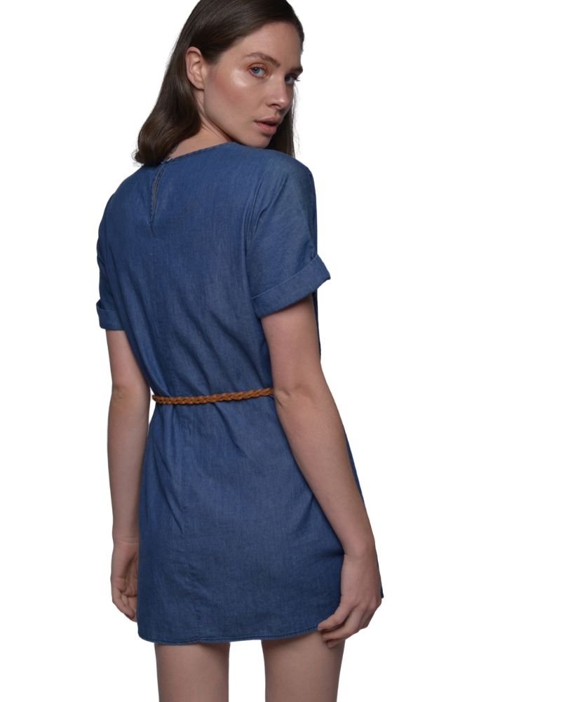 DENIM TUNIC-DRESS WITH BELT | Claudia D'Armiento.