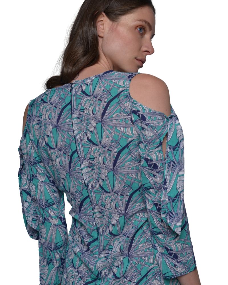 EMERALD DRESS PRINTED 3/4 SLEEVES | Claudia D'Armiento.