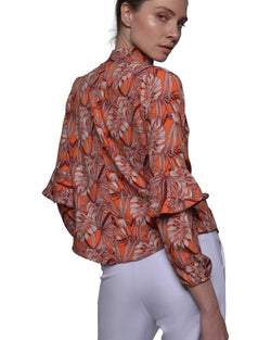 PRINTED TUNIC WITH LONG SLEEVES - TOP | Claudia D'Armiento.